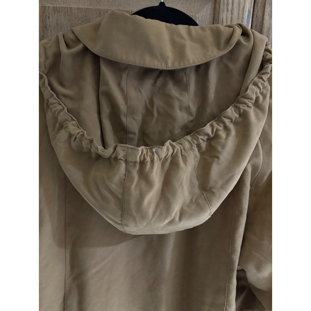 Gallery Trench Coat Removable Hood Classic Rain Coat Button Front Size 12 Medium - Picture 7 of 16